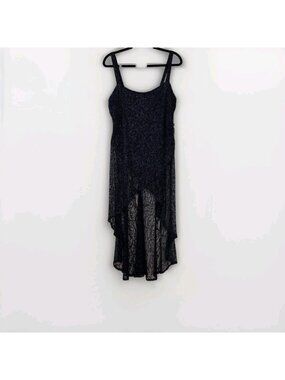 Vtg Cartise International Tunic Lace Overlay Women 14 Black Whimsigoth High Low